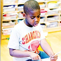 A Lenart second grader reviews his vertebrates and invertebrates.